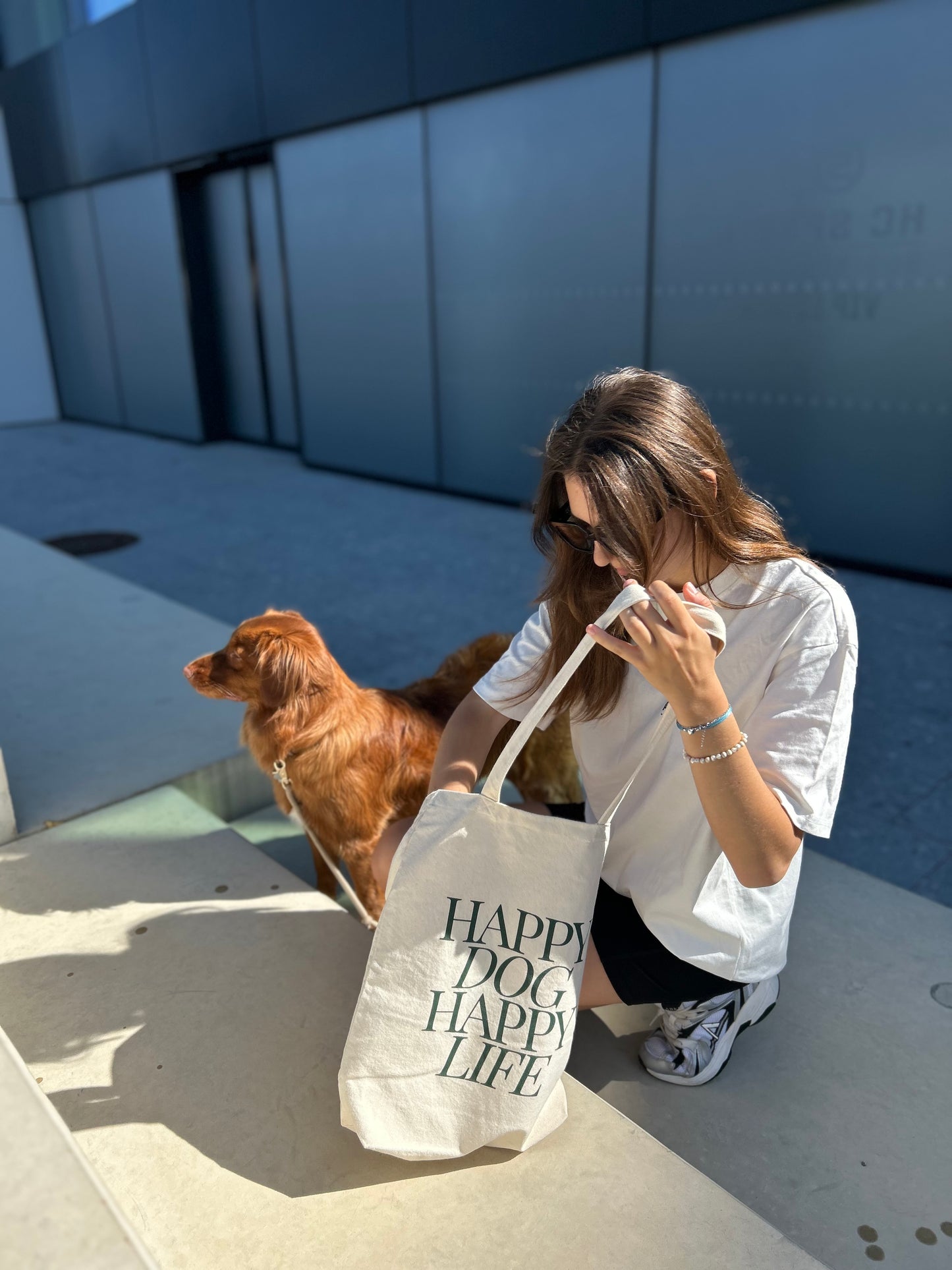 Happy dog Happy life Tote Bag