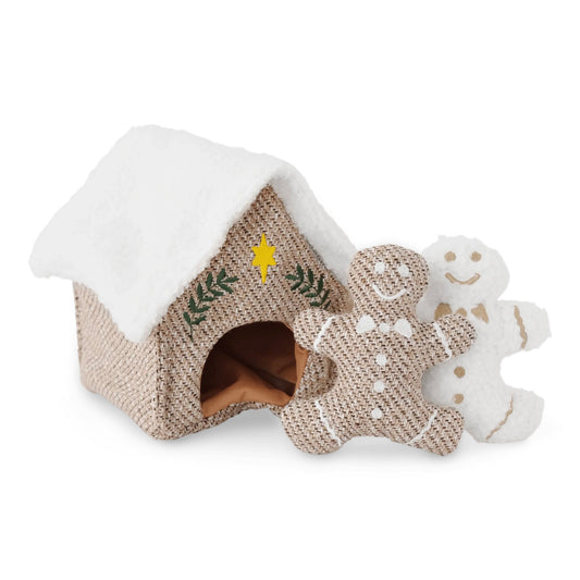 Gingerbread house enrichment dog toy