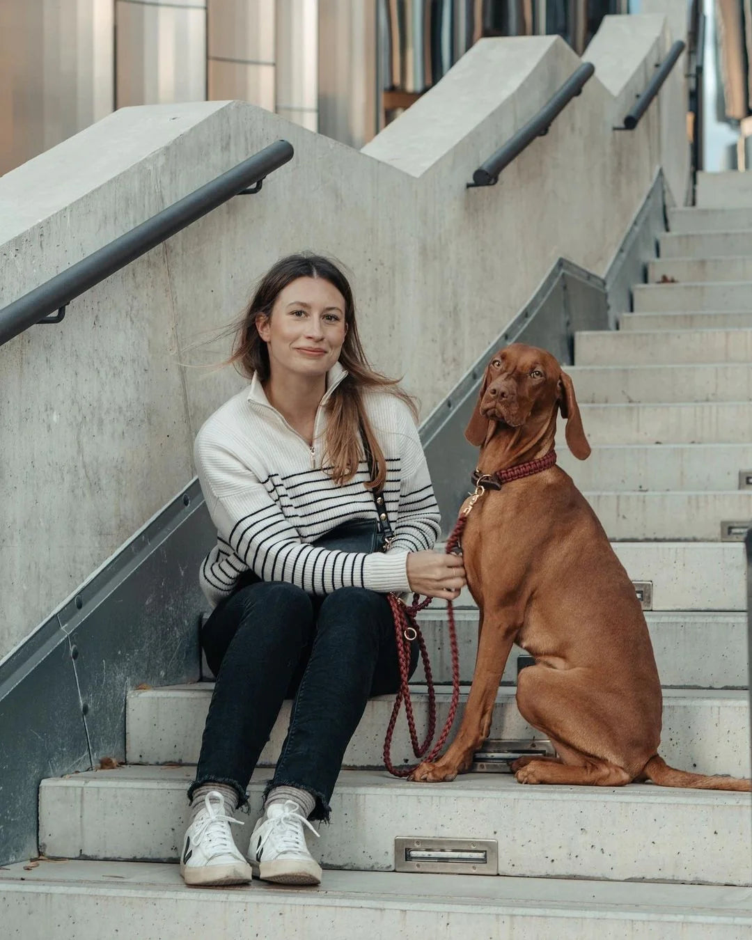 Touch of leather dog leash Redwine