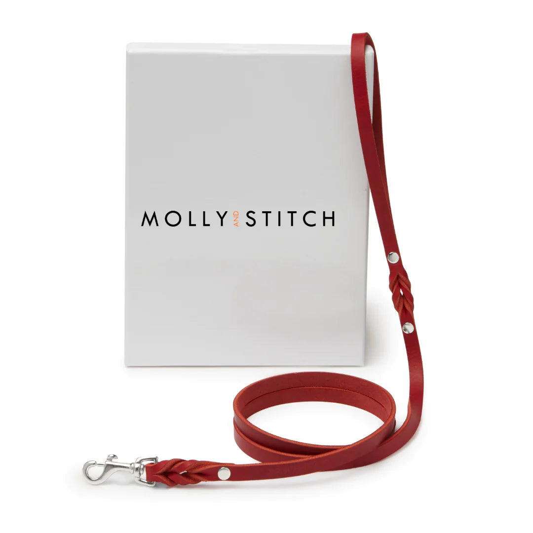 Butter leather city dog leash Chili Red