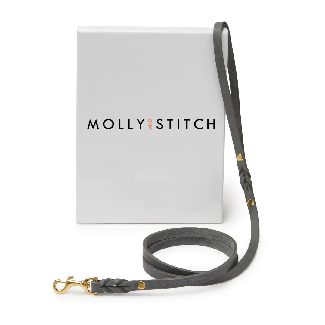 Butter leather city dog leash Timeless Grey