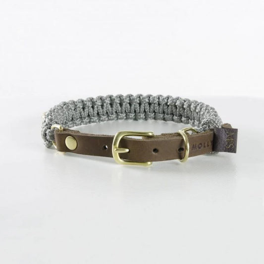 Touch of leather dog collar Grey