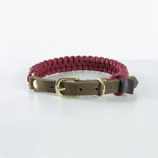 Touch of leather dog collar Redwine